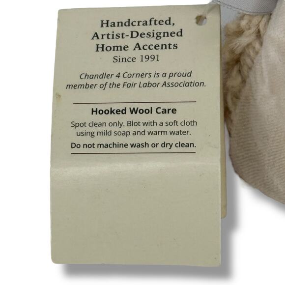 Chandler 4 Corners Hooked Wool Winter Beanie Cat Lover Throw Pillow 12" Square - Picture 4 of 5